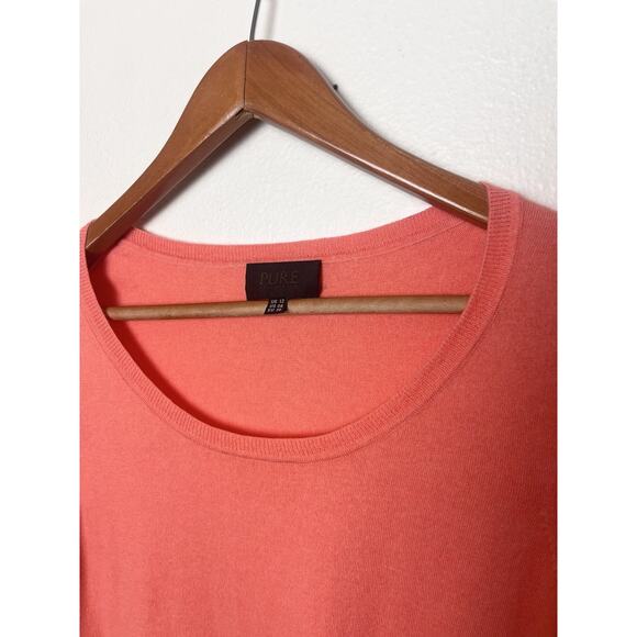 PURE Collection Short Sleeve Knit Top Cotton Cashmere Blend Sz 6 Orange - Picture 5 of 7